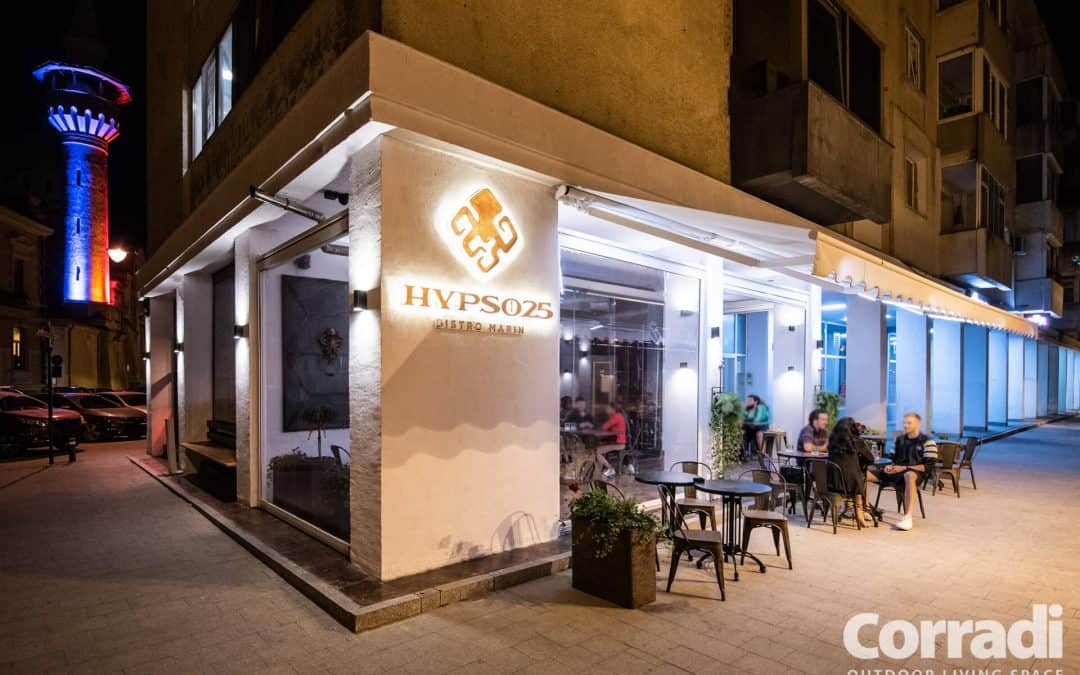 Bistro Hypso25 Constanta, Romania 05.2020 – copertina retractabila, inchidere terasa