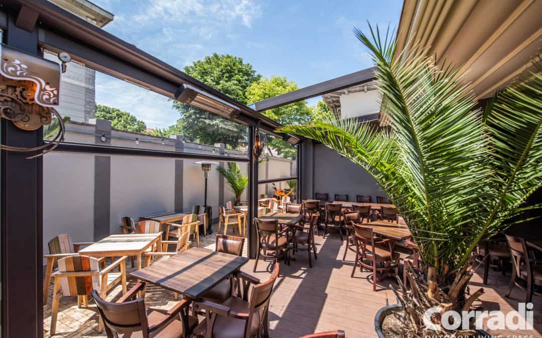 London Pub Constanta, Romania 11.2017 – pergola retractabila, inchidere terasa