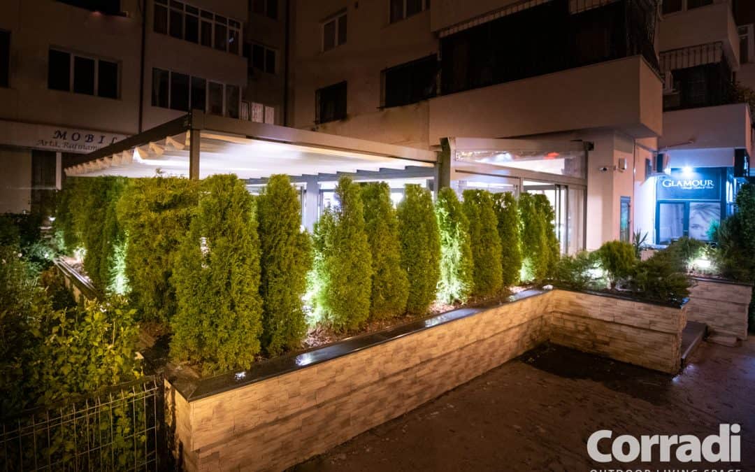 Restaurant Glamour Bucuresti, Romania 09.2020 – pergole retractabile, inchidere terasa